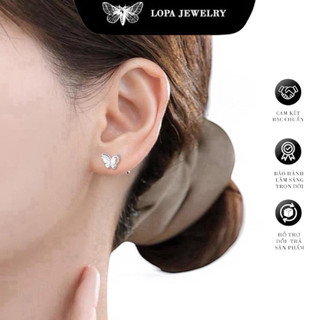 Khuyên Tai Bạc Ta LoPa SK99-Khuyên Tai Cánh Tiên Kép Chốt Ren, Xinh Xắn Cá Tính,Trang Sức Bạc Sang Xịn Mịn,Hottrend GenZ