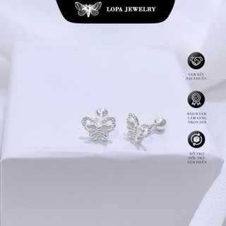 Khuyên Tai Bạc Ta LoPa SK99-Khuyên Tai Cánh Tiên Kép Chốt Ren, Xinh Xắn Cá Tính,Trang Sức Bạc Sang Xịn Mịn,Hottrend GenZ