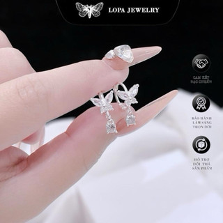 Khuyên tai Bạc ,SK779, dáng khuyên cánh tiên bấm giọt nước, xinh xắn, cá tính,Bạc Lopa(1 đôi)