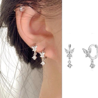 Khuyên tai Bạc ,SK779, dáng khuyên cánh tiên bấm giọt nước, xinh xắn, cá tính,Bạc Lopa(1 đôi)