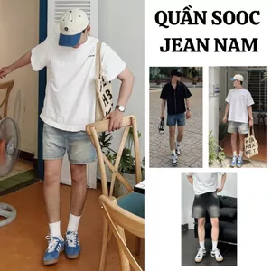 Quần Short Jean Nam FABUMAN ống rộng form ngắn rộng trên gối màu xanh đen retro unisex bigsize
