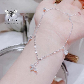 [Hộp Xinh]Lắc Chân Bạc LoPa SK85,dáng cánh tiên đính đá lấp lánh
