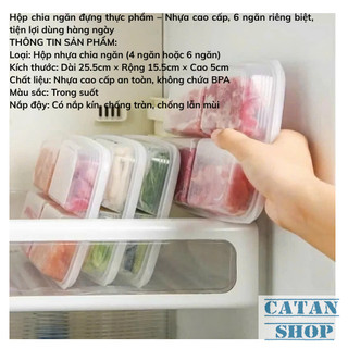 Hộp Thực Phẩm Nhựa 6 Ngăn Nắp Đậy Kín, Chống Tràn, Trong Suốt An Toàn Cho Sức Khỏe, Bền Đẹp