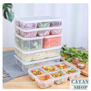 Hộp Thực Phẩm Nhựa 6 Ngăn Nắp Đậy Kín, Chống Tràn, Trong Suốt An Toàn Cho Sức Khỏe, Bền Đẹp