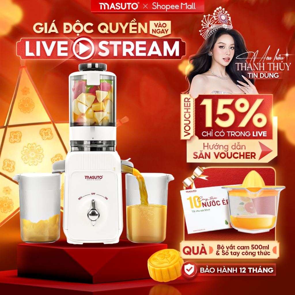 [MUA TRONG LIVE 1105K] Máy Ép Chậm MASUTO Phiên Bản Mới 0,6L-120W Ép ...