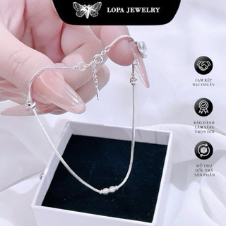 [Hộp Xinh]Lắc chân hoặc lắc tay Bạc LoPa SK456,dáng mì bi trơn sáng bóng lấp lánh,Bạc LoPa
