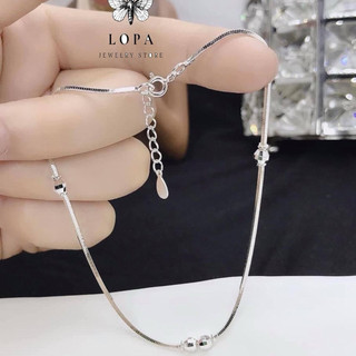 [Hộp Xinh]Lắc chân hoặc lắc tay Bạc LoPa SK456,dáng mì bi trơn sáng bóng lấp lánh,Bạc LoPa