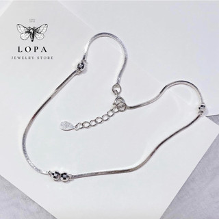 [Hộp Xinh]Lắc chân hoặc lắc tay Bạc LoPa SK456,dáng mì bi trơn sáng bóng lấp lánh,Bạc LoPa