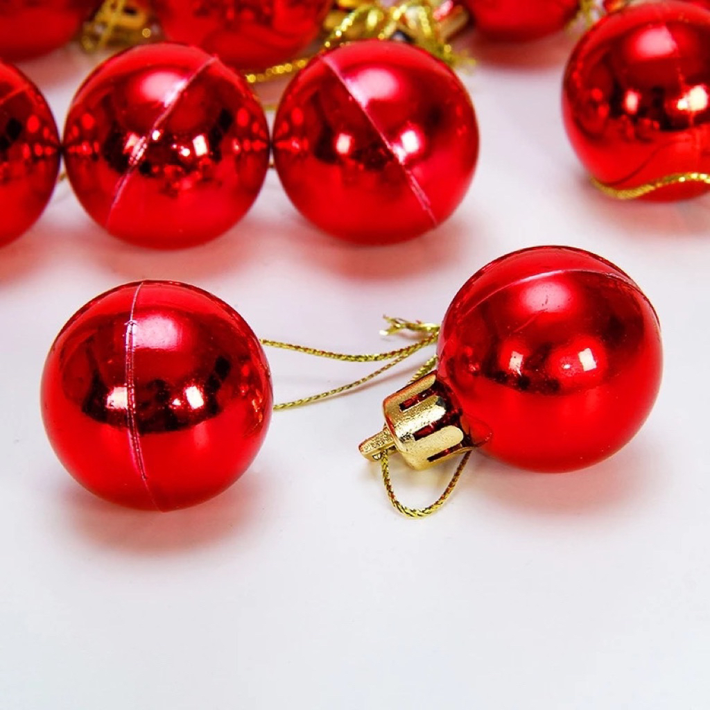 Phụ kiện trang trí cây thông Noel- Quả châu vàng/bạc/đỏ, trái thông, thiệp giáng sinh, bông tuyết. Combo trang trí noel
