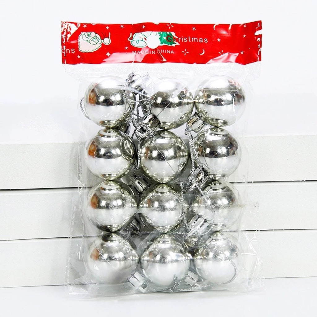 Phụ kiện trang trí cây thông Noel- Quả châu vàng/bạc/đỏ, trái thông, thiệp giáng sinh, bông tuyết. Combo trang trí noel