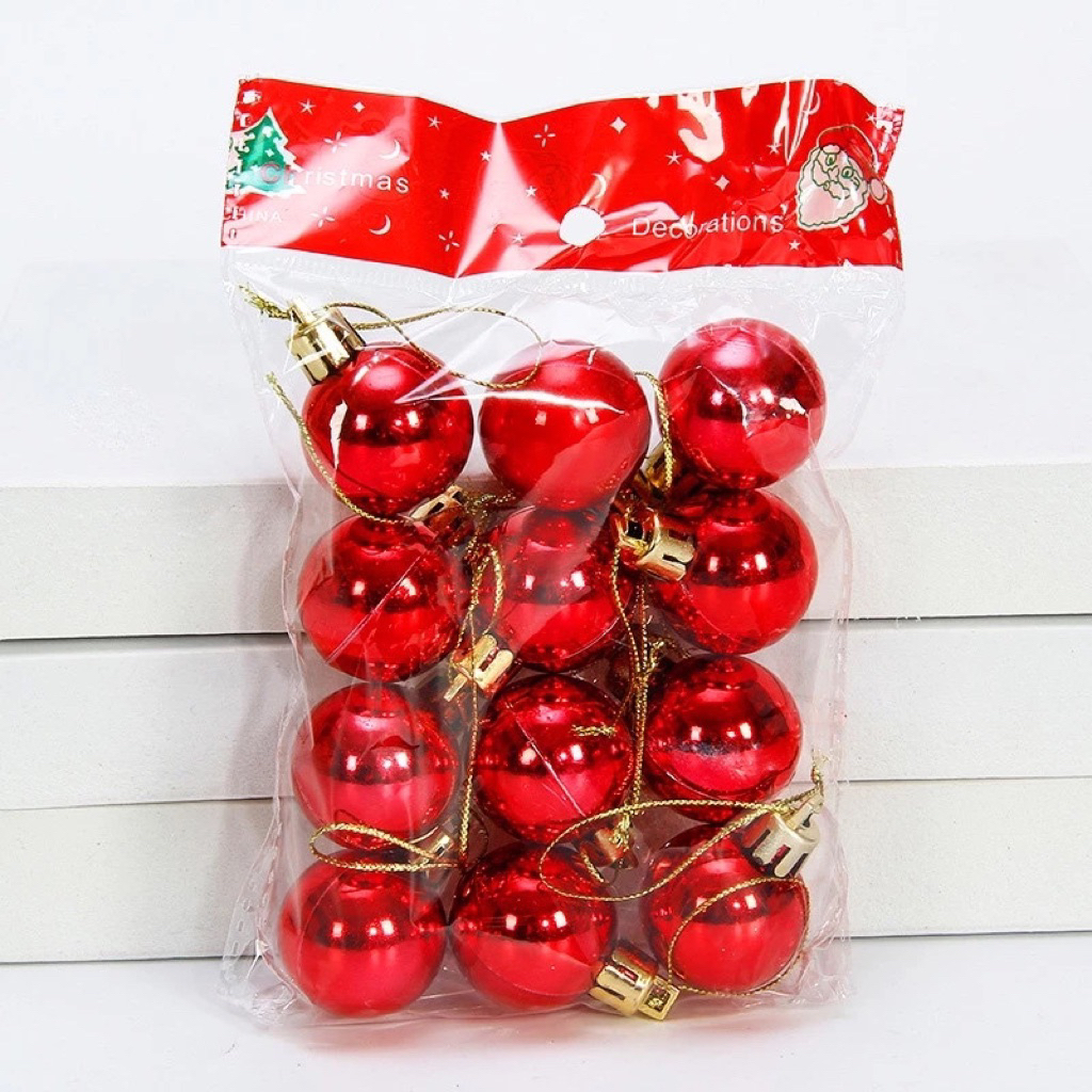 Phụ kiện trang trí cây thông Noel- Quả châu vàng/bạc/đỏ, trái thông, thiệp giáng sinh, bông tuyết. Combo trang trí noel
