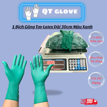 ( Loại 1 ) Găng tay cao su y tế, Găng tay y tế Latex màu xanh, sử dụng tiện lợi.