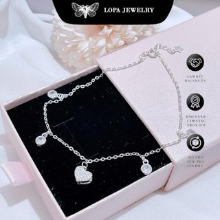 [Hộp Xinh]Lắc Chân Bạc LoPa SK56,dáng lắc chân tim ổ đá nhỏ xinh,Bạc LoPa