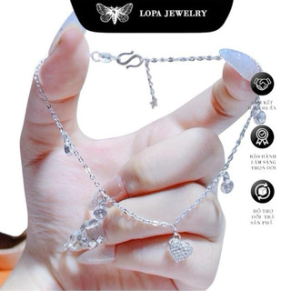 [Hộp Xinh]Lắc Chân Bạc LoPa SK56,dáng lắc chân tim ổ đá nhỏ xinh,Bạc LoPa