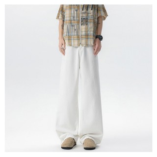 Quần Jeans Bò ống rộng suông baggy nam nữ màu trắng kem Retro QCCC đẹp hottrend Avocado