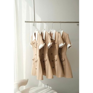 Váy nữ công sở cổ sơ mi trắng phối chân váy ngắn đi làm đi chơi