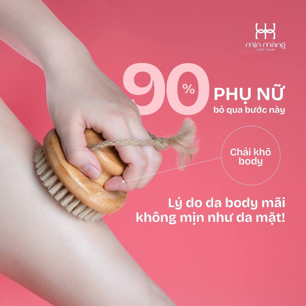 Bàn Chải Khô Mặt Và Body Giúp Tẩy Da Chết, Chà Tắm Khô, Massage Từ Lông Tự Nhiên Đã Tiệt Trùng
