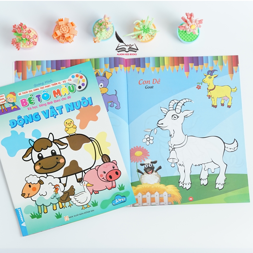 Sách- Bộ 4 Quyển Bé Tô Màu Và Học Tiếng Anh Theo Chủ Đề Động Vật (Biển, Hoang Dã, Nuôi, Côn Trùng)