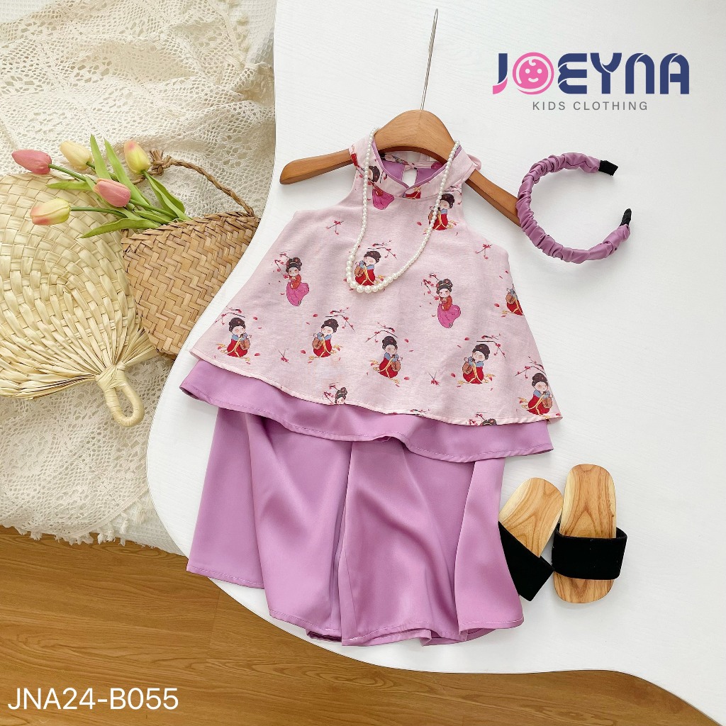 (tặng kèm bờm) Set yếm lụa Joeyna B055 cho bé 8-23kg
