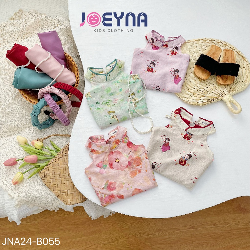 (tặng kèm bờm) Set yếm lụa Joeyna B055 cho bé 8-23kg