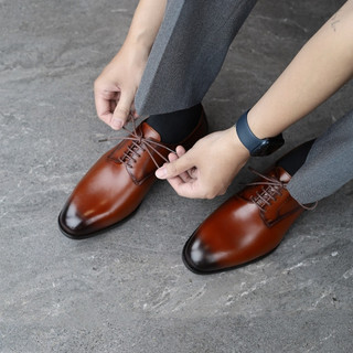 Giày Classic Derby CL2 - JOG04 , phối màu nâu sáng Patina , da bò Nappa nguyên tấm ( CL2-V )