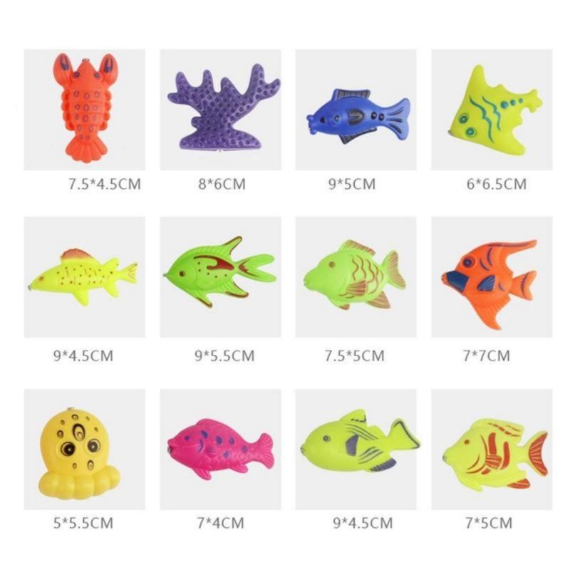 26PCS Trẻ em Đồ chơi Câu cá Trò chơi Câu cá từ Rod Fish Hook Bể bơi bơm hơi của trẻ em Đồ chơi tương tác cha mẹ-con