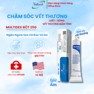 Multidex Bột 25 gram xử lí phục hồi vết thương bỏng lở loét tì đè biến chứng đái tháo đường cắt bỏ chi
