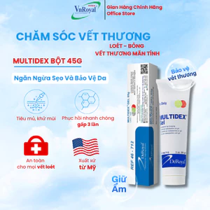 Multidex Bột 45 gram xử lí phục hồi vết thương bỏng lở loét tì đè biến chứng đái tháo đường cắt bỏ chi
