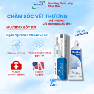 Multidex Bột 12 gram xử lí phục hồi vết thương bỏng lở loét tì đè biến chứng đái tháo đường cắt bỏ chi
