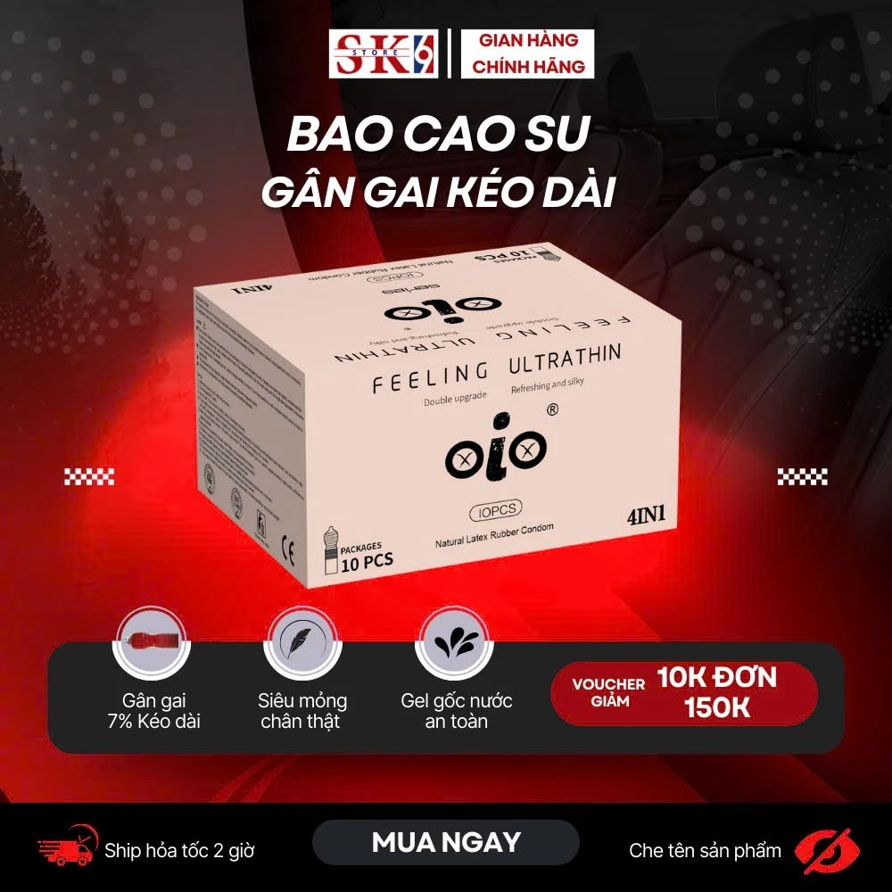 Bao cao su 4in1 siêu mỏng hồng hộp 10 chiếc