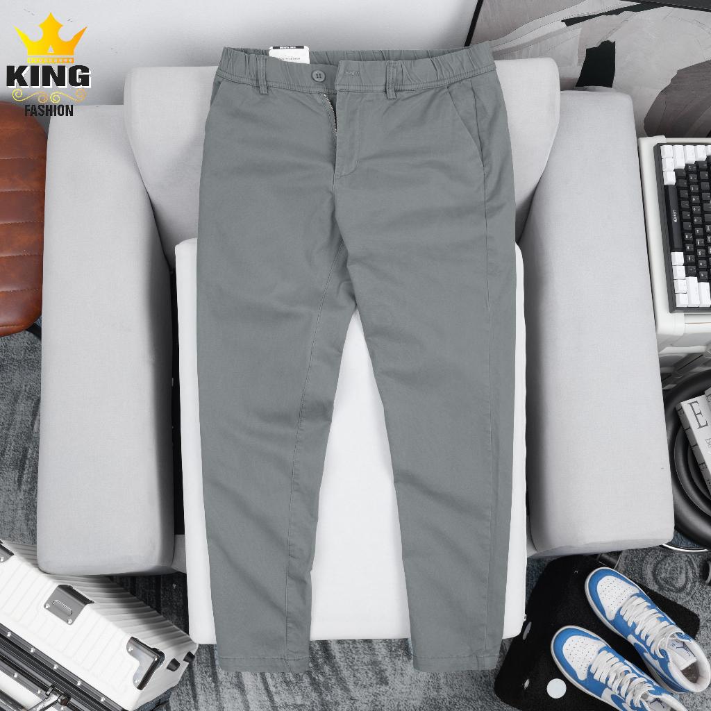 QUẦN DÀI BASIC ỐNG SUÔNG KING FASHION Lưng Thun Có Khóa Kéo Chất Liệu Kaki