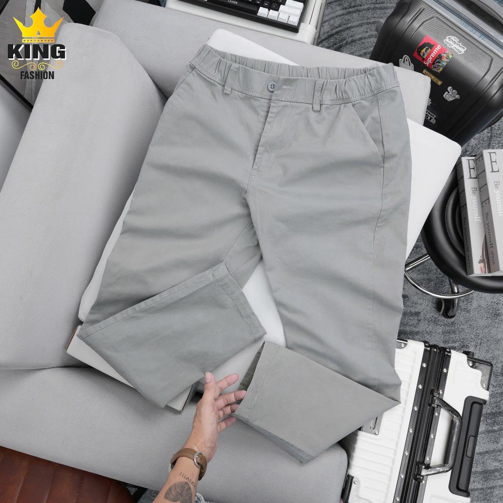 QUẦN DÀI BASIC ỐNG SUÔNG KING FASHION Lưng Thun Có Khóa Kéo Chất Liệu Kaki