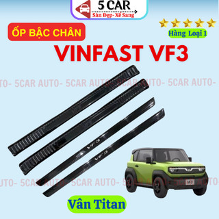 Ốp bậc cửa, nẹp bước chân trong, ngoài xe Vinfast VF3 vân Titan cao cấp, chống trầy xước xe