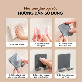Combo 2 Móc Nhựa Treo Dao Cạo Râu, Móc Dán Tường Treo Ổ Cắm Điện Đồ Dùng Đa Năng Tặng Kèm Miếng Dán 3M 88519