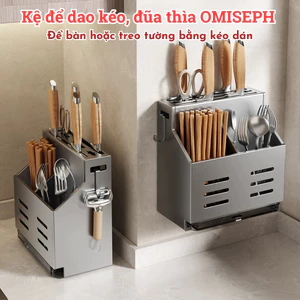 Kệ cài dao kéo, đựng đũa thìa OMISEPH dán tường hoặc để bàn - Kệ để dao kéo đũa muỗng