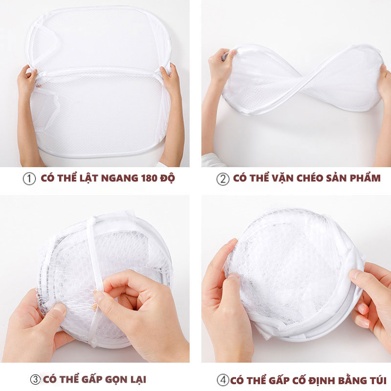 Sọt lưới đựng quần áo giặt cỡ lớn gấp gọn thông minh- Túi đựng đồ cứng cáp
