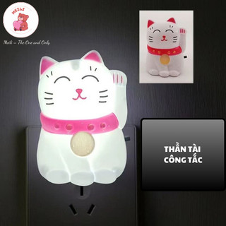 ( TẶNG SET 10 KHẨU TRANG) Đèn Ngủ Cắm Điện Mini Thần Tài Trắng , Công Tắc Đóng Mở, Tiết Kiệm Điện Năng, Trang Trí Phòng