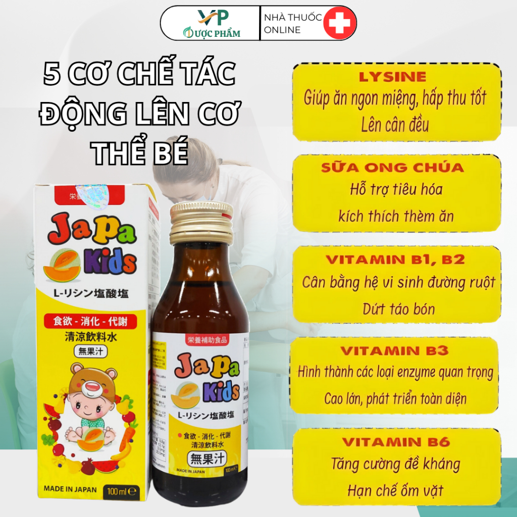 Siro Japa Kids Ăn Ngon Cho Bé - Hỗ Trợ Bé Tăng Cân, Kích Thích Vị Giác, Giảm Biếng Ăn, Hấp Thụ Tốt