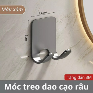 Set 2 Móc Inox Treo Dao Cạo Râu, Móc Dán Tường Treo Ổ Cắm Điện Đồ Dùng Đa Năng Tặng Kèm Miếng Dán 3M 88520