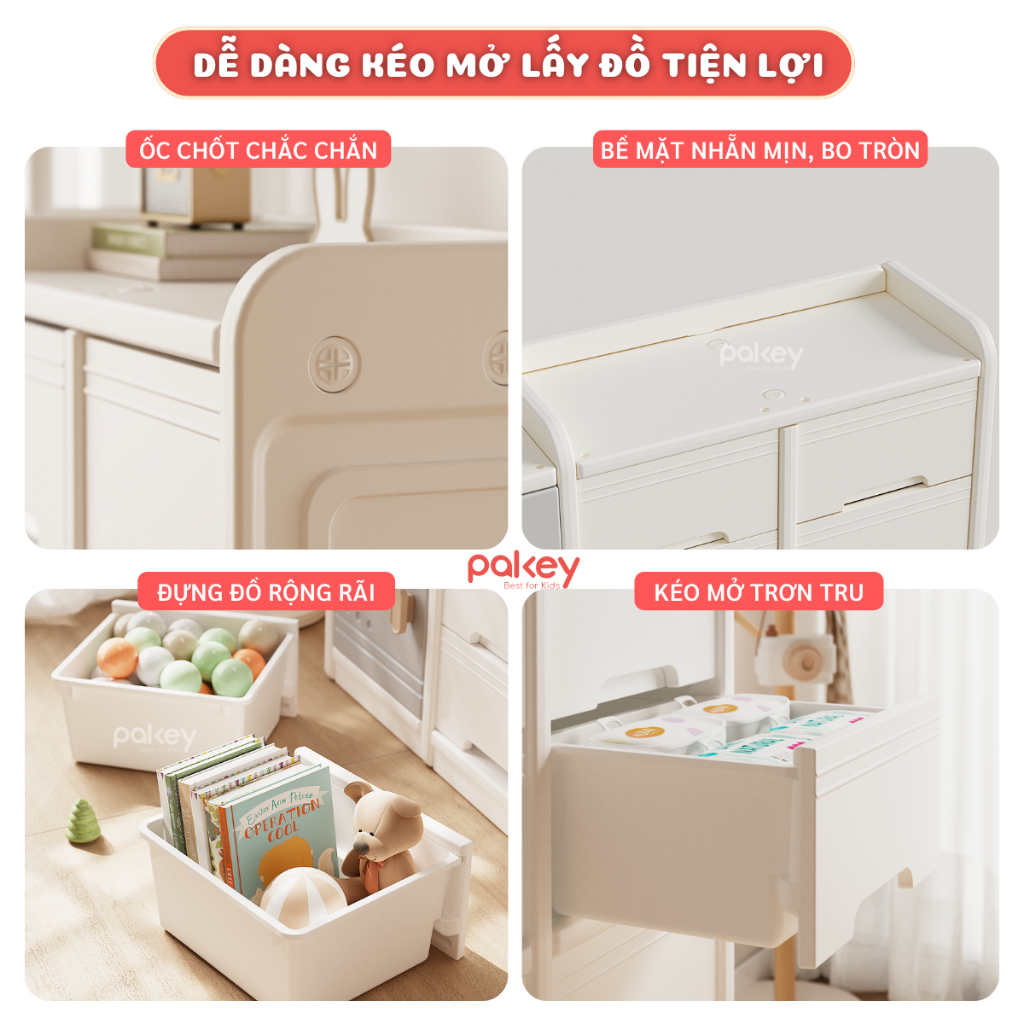 Kệ Đồ Chơi, Kệ Nhựa Đựng Đồ Cao Cấp PAKEY - Giá Để Đồ Nhiều Hộc Nhựa Nguyên Sinh An Toàn Cho Bé