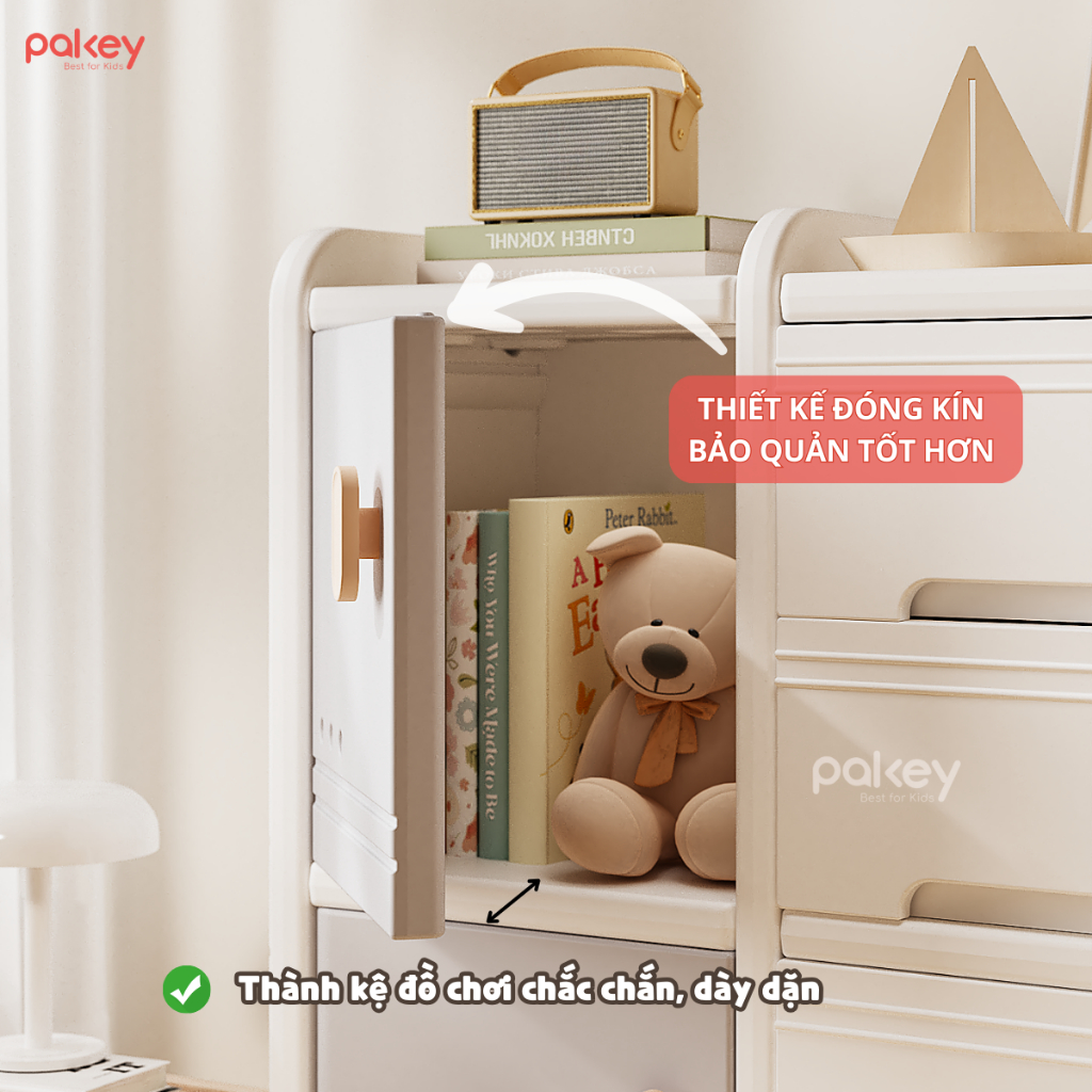 Kệ Đồ Chơi, Kệ Nhựa Đựng Đồ Cao Cấp PAKEY - Giá Để Đồ Nhiều Hộc Nhựa Nguyên Sinh An Toàn Cho Bé