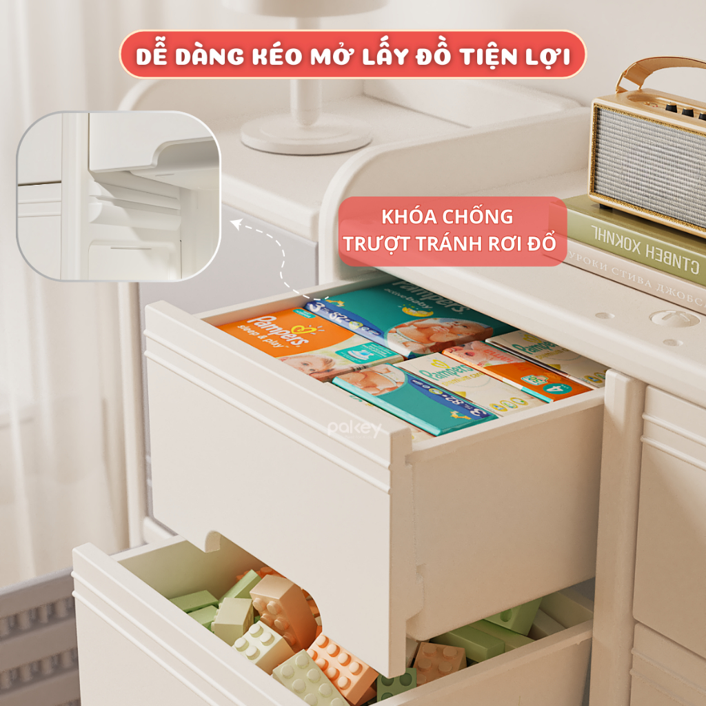 Kệ Đồ Chơi, Kệ Nhựa Đựng Đồ Cao Cấp PAKEY - Giá Để Đồ Nhiều Hộc Nhựa Nguyên Sinh An Toàn Cho Bé