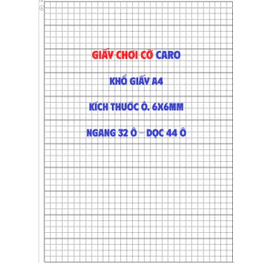 100 TỜ GIẤY CHƠI CỜ CARO - KÍCH THƯỚC Ô 6mm x 6mm