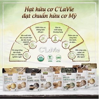 Đậu hạt hữu cơ cho bé ăn dặm C'LaVie 200g: Đậu đỏ, Đậu xanh, Đậu nành, Đậu lăng đỏ, Hạt lanh, Hạt mè, Hạt bí, Hạt kê