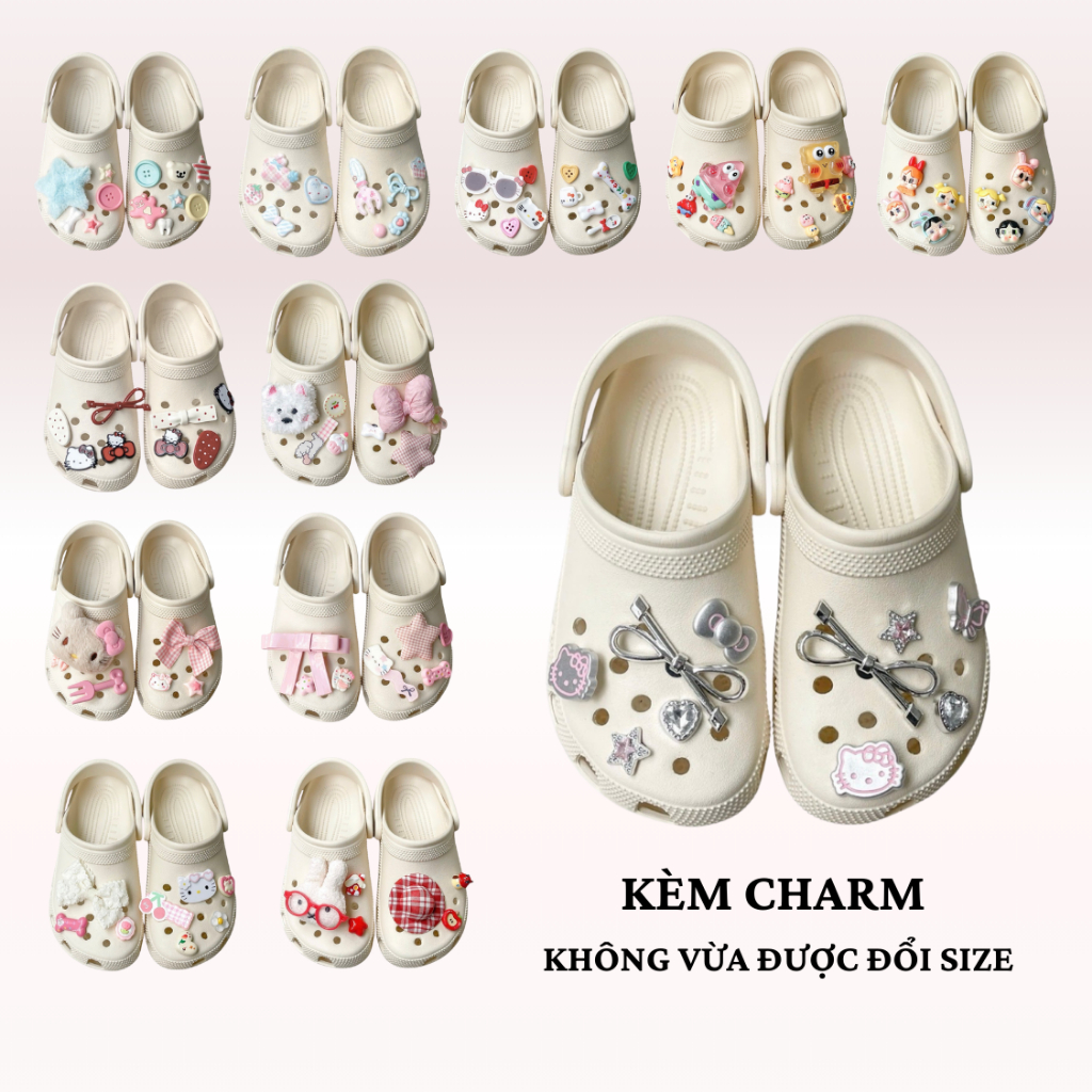 [ Kèm Charm Xinh ] Dép Sục Quai Hậu Charm, Sticker Găn Dép Dễ Thương ...