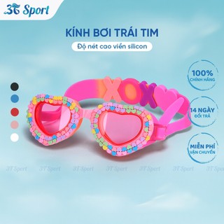 Kính bơi hình trái tim cho trẻ em, tròng chống sương mù, đệm mắt silicon êm ái chống nước KB-1700