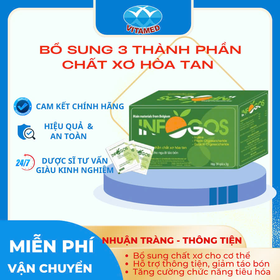 Infogoss 3g IAP - Chất xơ hòa tan hỗ trợ giảm táo bón, nhuận tràng (30 gói)