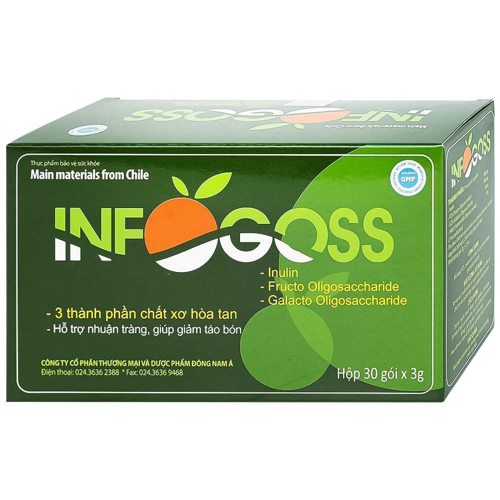 Infogoss 3g IAP - Chất xơ hòa tan hỗ trợ giảm táo bón, nhuận tràng (30 gói)
