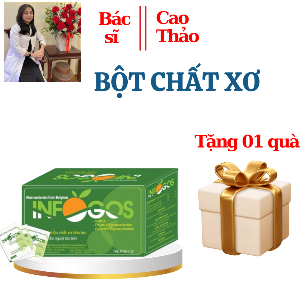 Infogoss 3g IAP - Chất xơ hòa tan hỗ trợ giảm táo bón, nhuận tràng (30 gói)