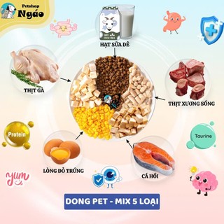 [ 5kg] Hạt mix Topping cho mèo Dong Pet dành cho mèo kén ăn __ DongPet Mèo ( Xanh ) 5 Topping __